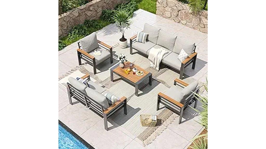 seven seat aluminum patio set