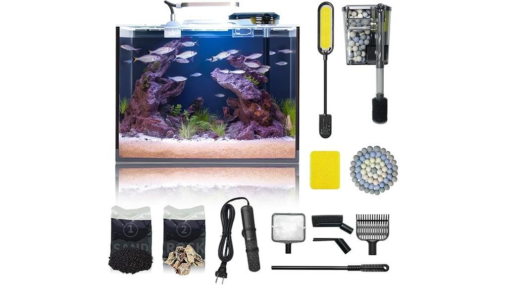 small aquarium with heater