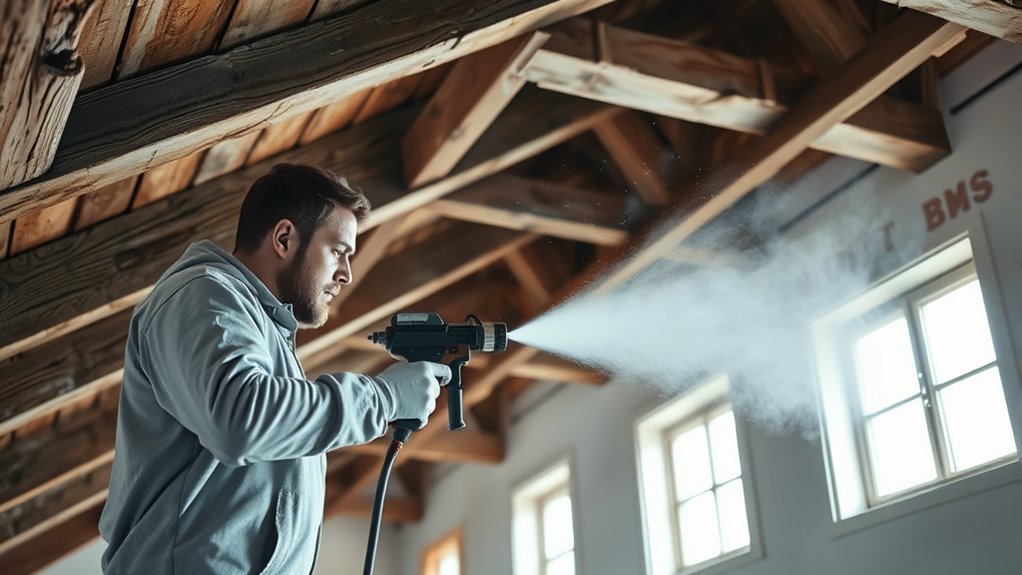 spray beams and rafters