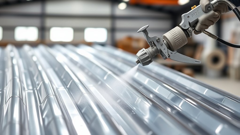 spray metal roofing panels