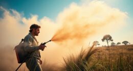 spraying outdoors in wind