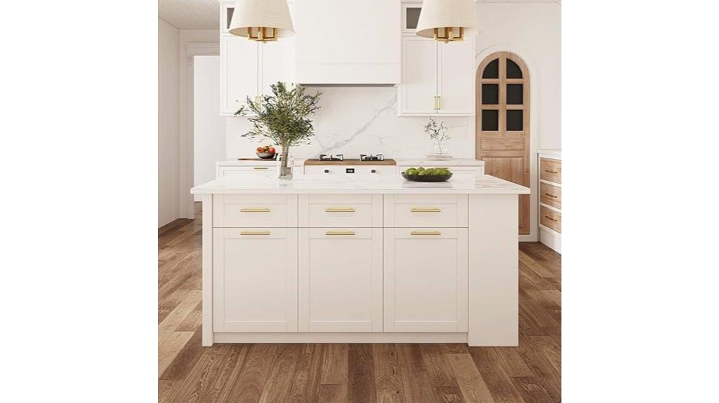 white kitchen island with storage