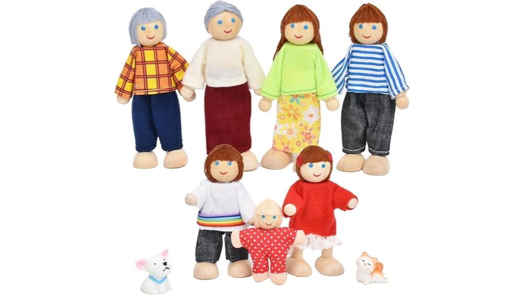 wooden dollhouse family set