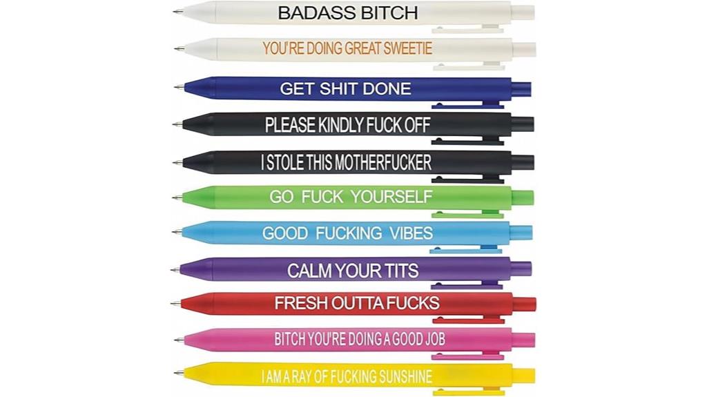 humorous office pen collection