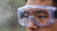 protective eyewear during spraying