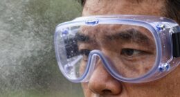 protective eyewear during spraying