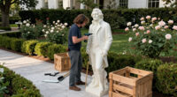 Trump Installs Thomas Jefferson Statue In The Rose Garden