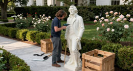 Trump Installs Thomas Jefferson Statue In The Rose Garden