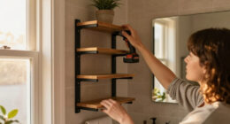 She Put A 5-Tier Shelf Behind Her Bathroom Door