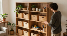 Her 4 Simple Tips Transformed My Cluttered Built-in Bookshelf Into An Organized One