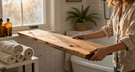 Hide Open Bathroom Shelves With One Piece Of Secondhand Wood