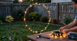 Say Goodbye To Pricey Outdoor Lights — Use A Hula Hoop To Brighten Your Yard