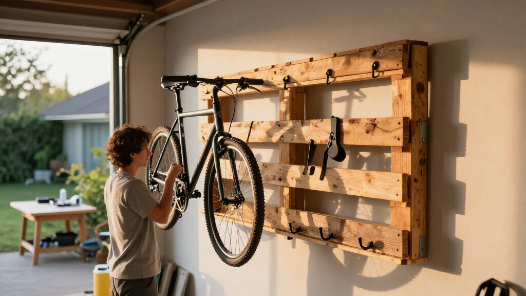 Use Old Wood Pallets To Build A Custom Bike Rack And Organize The Garage