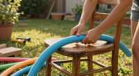 Woman Uses Pool Noodles To Transform An Old Chair Into A Cozy Piece Of Furniture